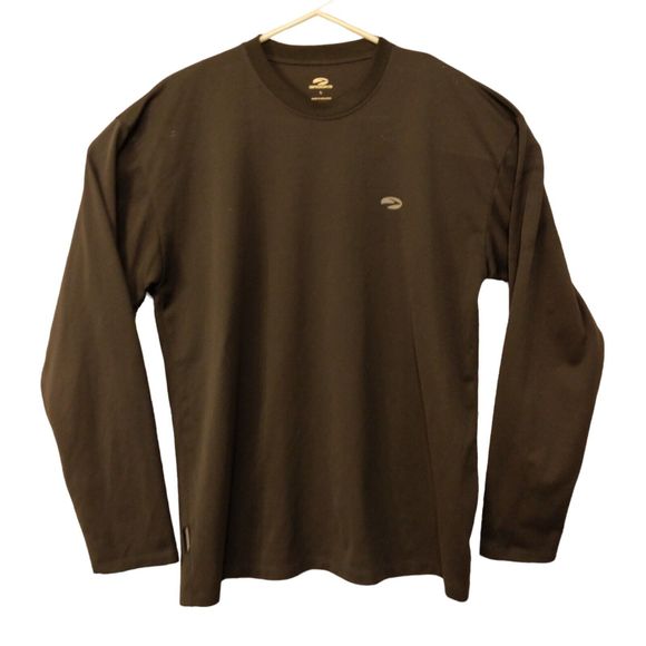 Brooks tshirt mens L Large gray runing shoes long sleeve polyester crew neck - Picture 1 of 9